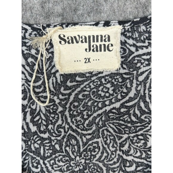 Savanna Jane Top Women's 2X Black Paisley Floral Embroidered Boho Artsy Plus - Picture 7 of 7